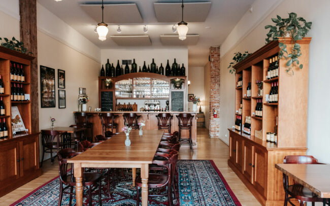 Interior of the R. Stuart & Co tasting room in McMinnville, Oregon